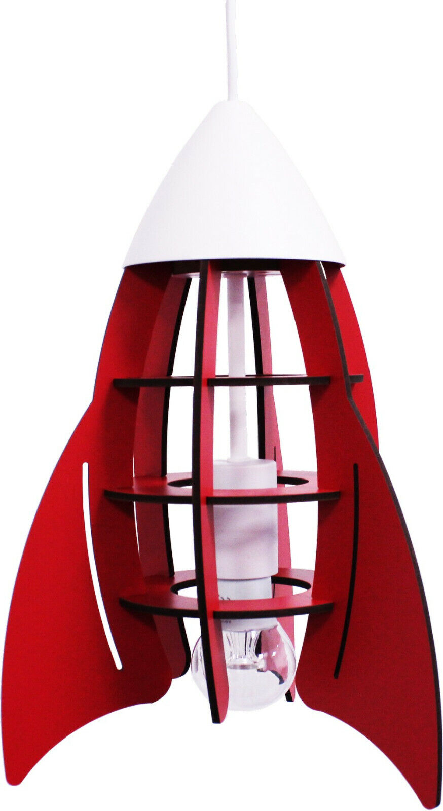INSATECH LED Hängeleuchte Rakete rot MDF 1x E27 inkl RGB LED Lampe 7,5 Watt