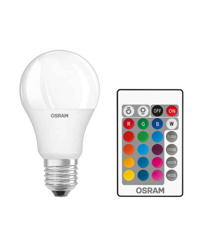 Osram - Osram RGBW Farbwechsel LED Lampe Classic mit Fernbedienung E27 9 Watt Birnenform 9 Watt E27 2700 K Kelvin