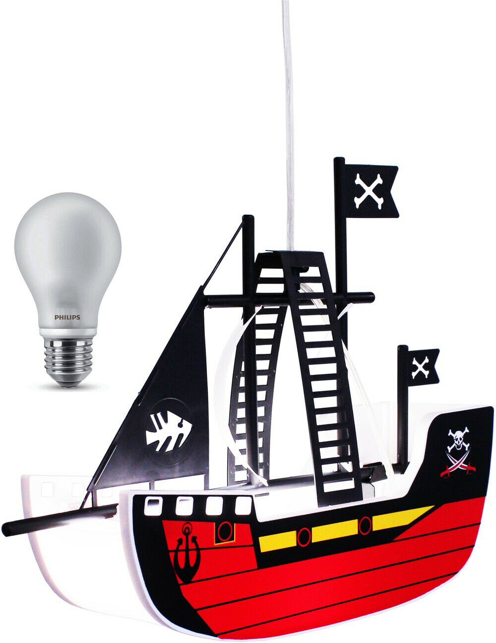 INSATECH LED Hängeleuchte Piratenschiff Kunststoff 1x E27 inkl Philips LED Lampe 4,5 Watt