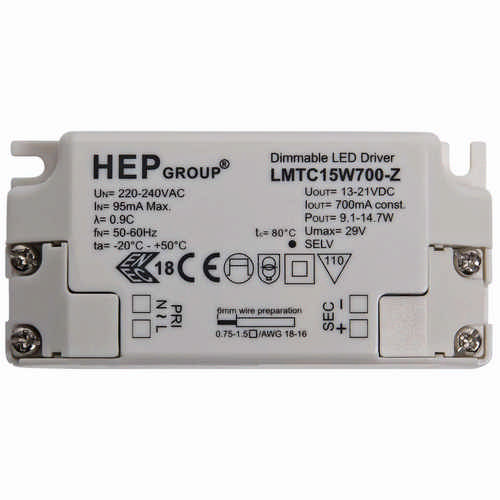 HEITRONIC - LED Vorschaltgerät 9,1-14,7 Watt 700mA dimmbar