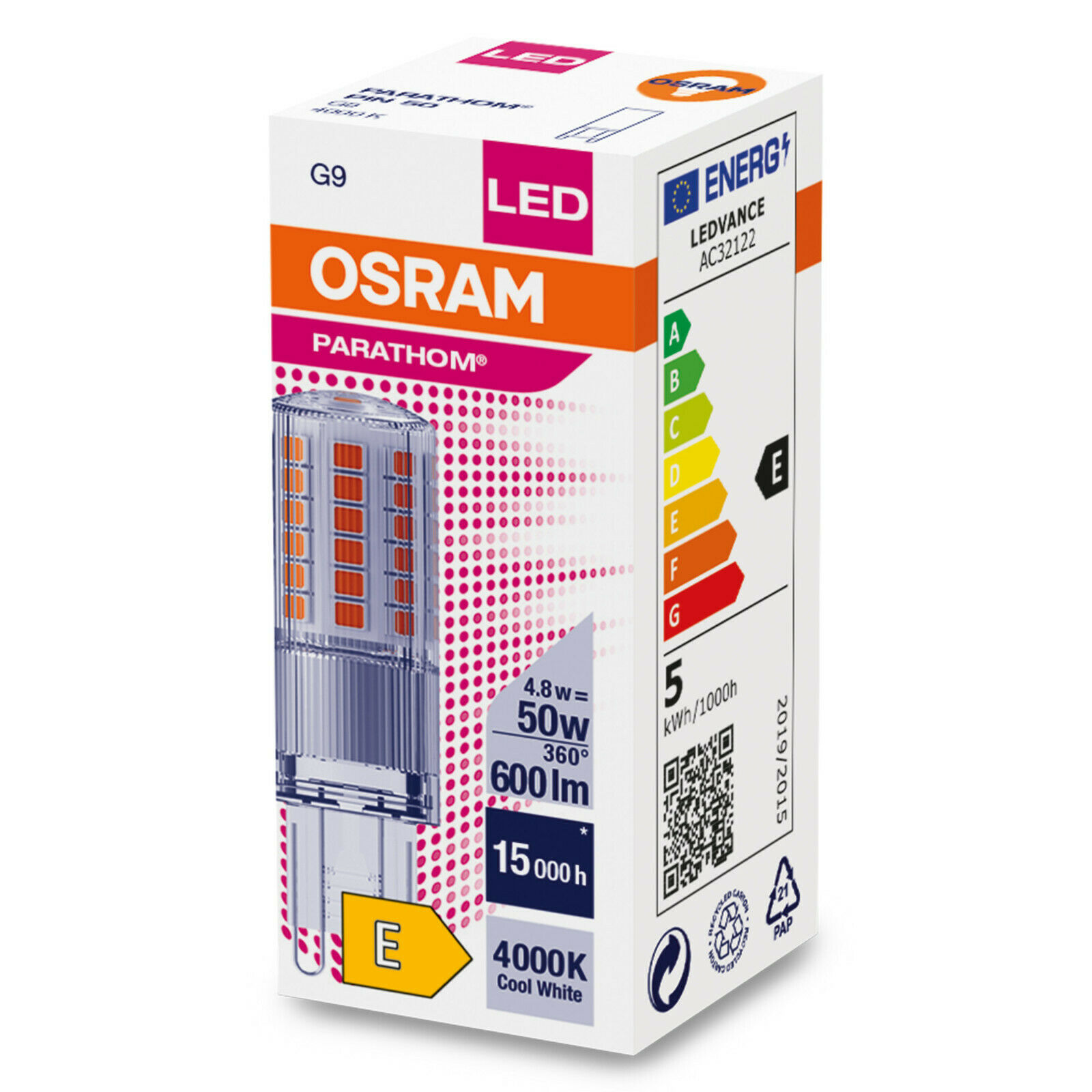 Osram LED Pin Lampe 4,8 Watt G9 840 neutralweiß