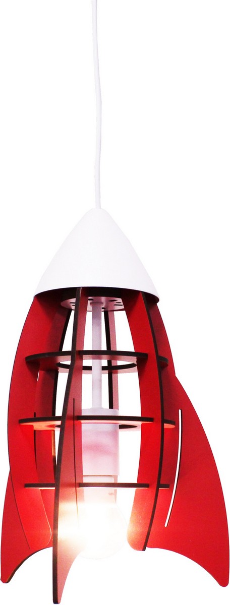 INSATECH LED Hängeleuchte Rakete rot MDF 1x E27 max. 10 Watt