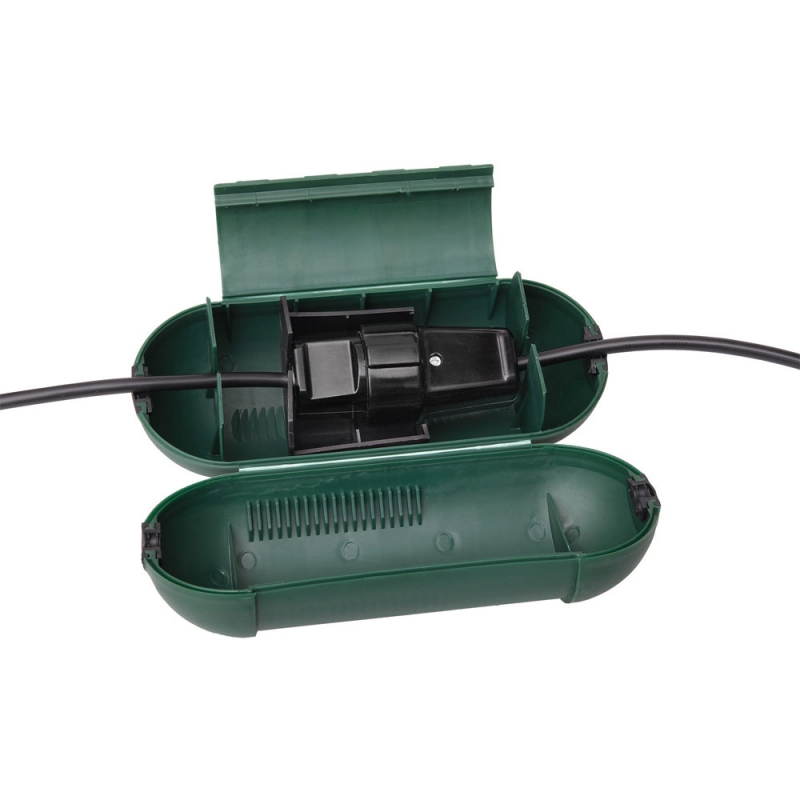 Safe-Box für innen/außen schützt Verlängerungskabel gegen versehentliches Trennen, grün, große Ausführung
