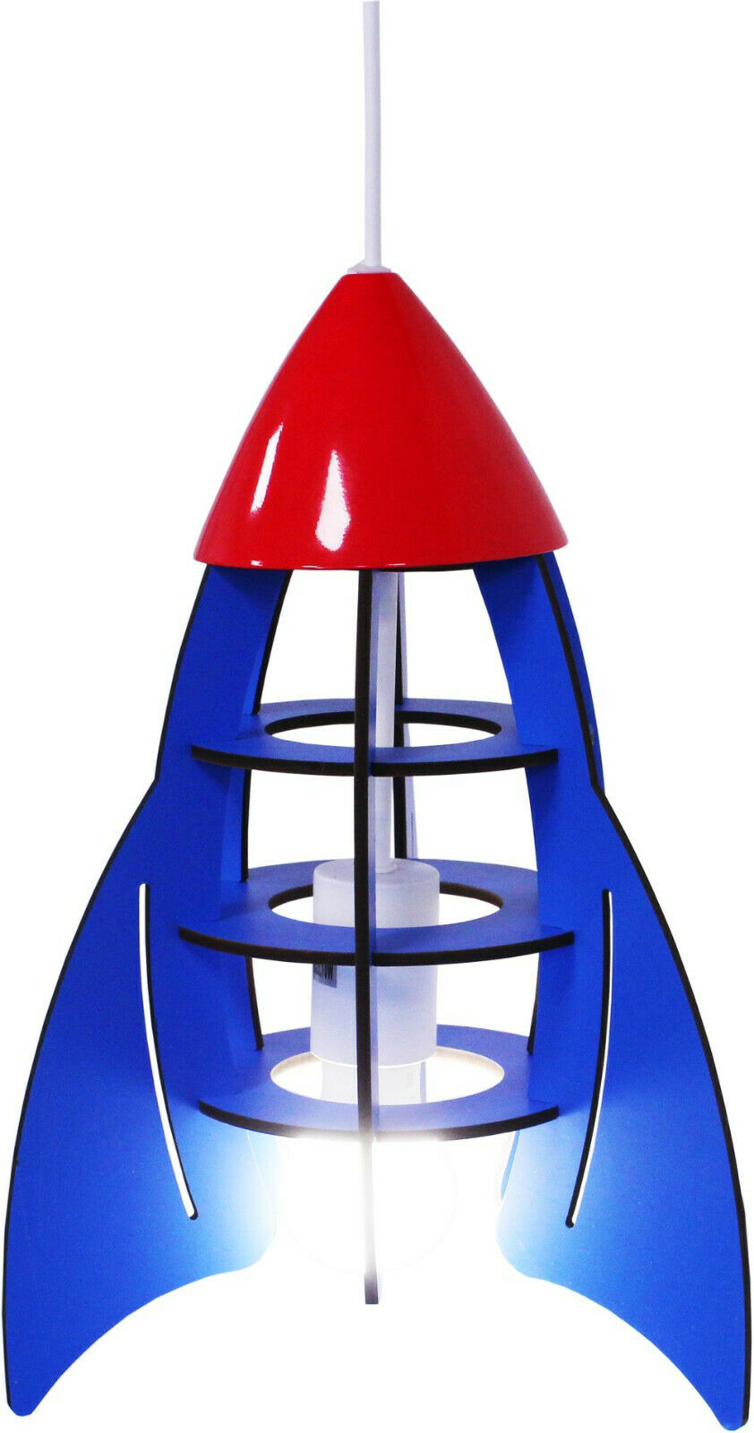 INSATECH LED Hängeleuchte Rakete blau MDF 1x E27 inkl RGB LED Lampe 7,5 Watt